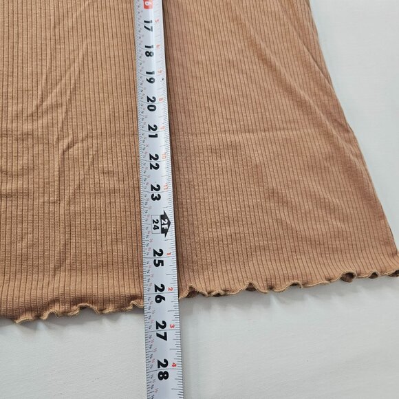 Lularoe Kelly Women Top Shirt Tan Brown Short Sleeve Ruffled Edges XL Crew Neck - Picture 8 of 9
